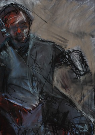 Original artwork by Barbara Downs, Untitled Drawing (Tom Seated), Chalk Pastel on Paper