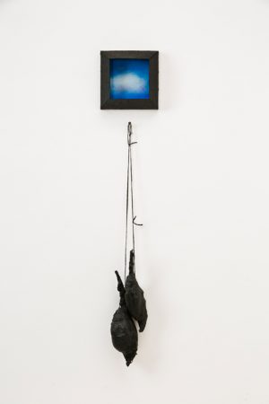 Nothing but Blue Skies (birds and skies), encaustic and mixed-media on panel